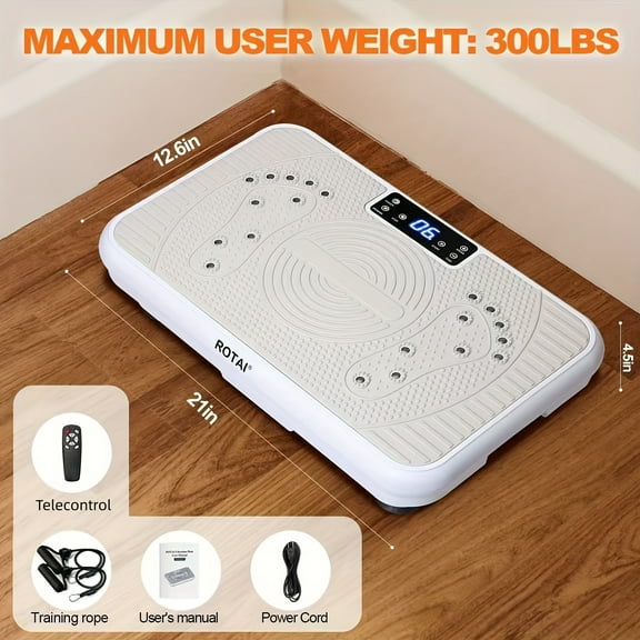 MEASUN Home Gym Vibration Plate Platform - Low-Noise Whole-Body Workout Machine, Compact Fitness Equipment with Remote Control, No Battery Needed, Digital Display, for Core Strength, Balance