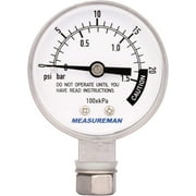 MEASUREMAN Stainless Steel Pressure Cooker Gauge, Pressure Canner Gauge, Steam Pressure Gauge, 2 Dial, Lower Mount, Including Gasket, Washer and Nut