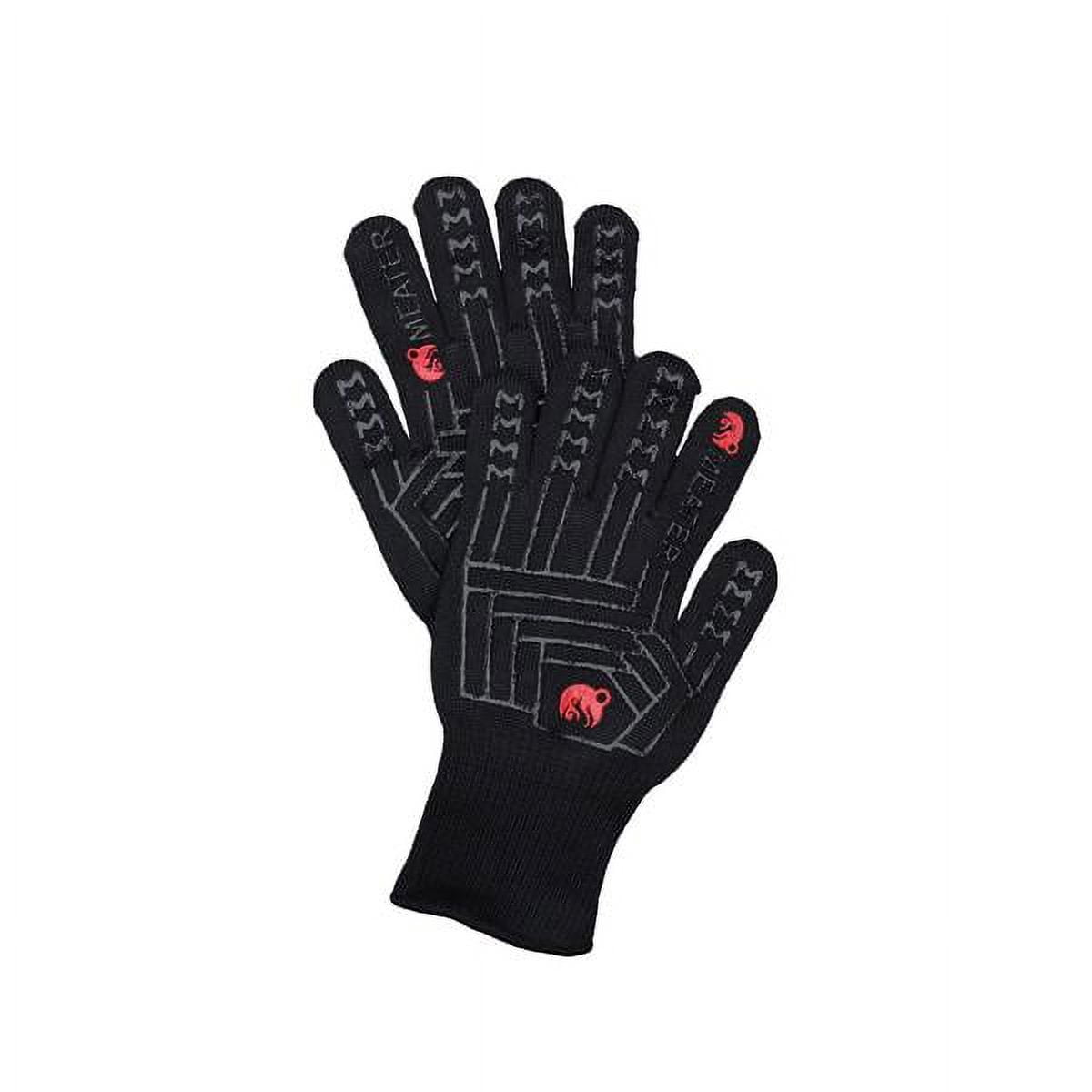 Black Extra Long Heat Resistant Silicone BBQ Gloves