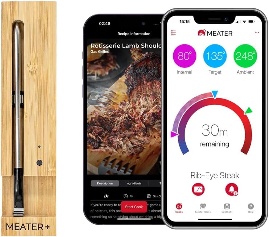 HOGOR MEATER Plus: Smart Bluetooth Wireless Meat Thermometer | For BBQ, Grill, Oven, Smoker, Air Fryer | Delicious Recipes in App
