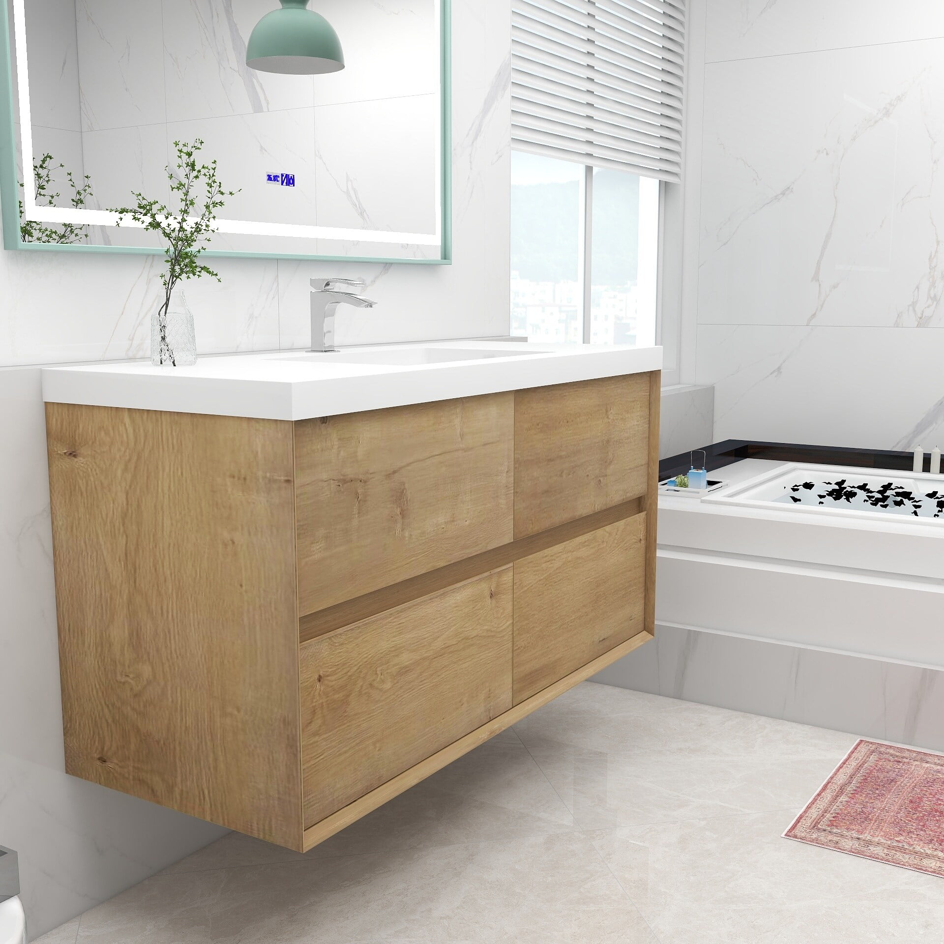 MEBO BATH Selina 48" Wall Mounted Vanity with Single Sink Dark Oak