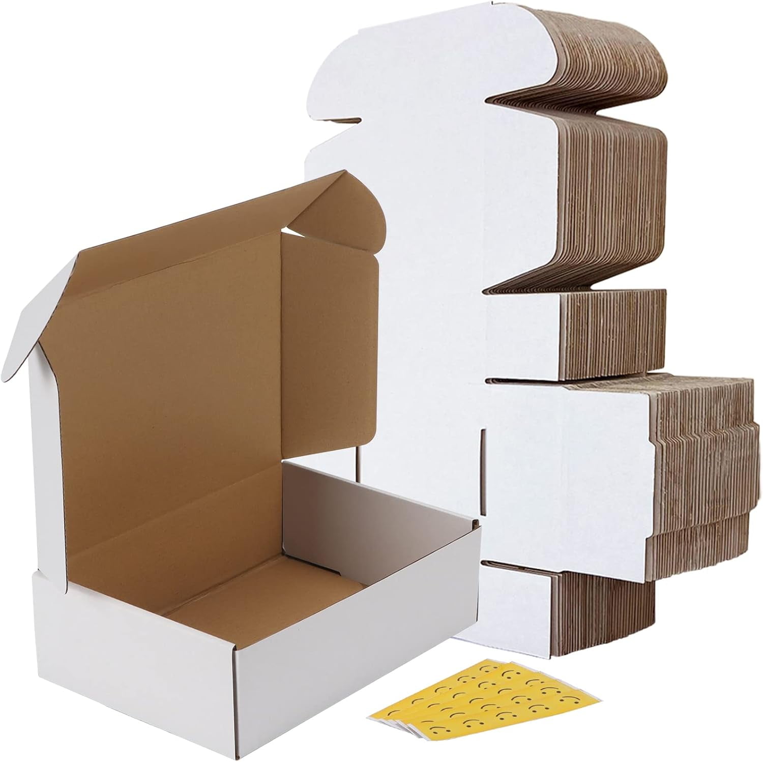 MEBRUDY 10x7x3 Inches Shipping Boxes Pack of 25, Small Corrugated Cardboard Box for Mailing Packing Literature Mailer, White