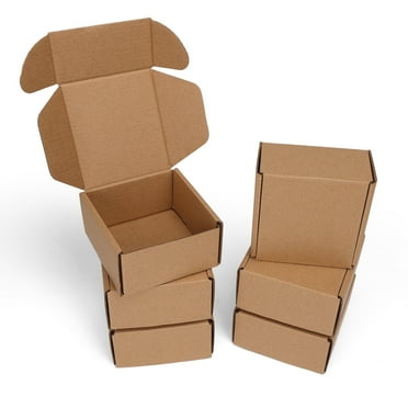 MEBRUDY 4x4x2 Brown Shipping Boxes, 6 Count, 6 Pack