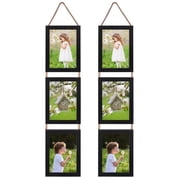 MEBRUDY 5x7 Picture Frame Collage, 3 Openings Wall Hanging Photo Frames Set of 2, Black,