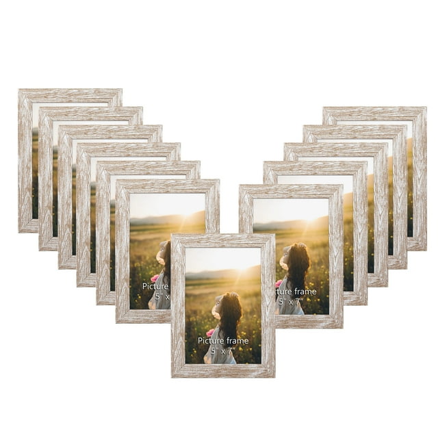 MEBRUDY 5x7 Multipack Picture Frame Set of 12, Rustic Farmhouse Style