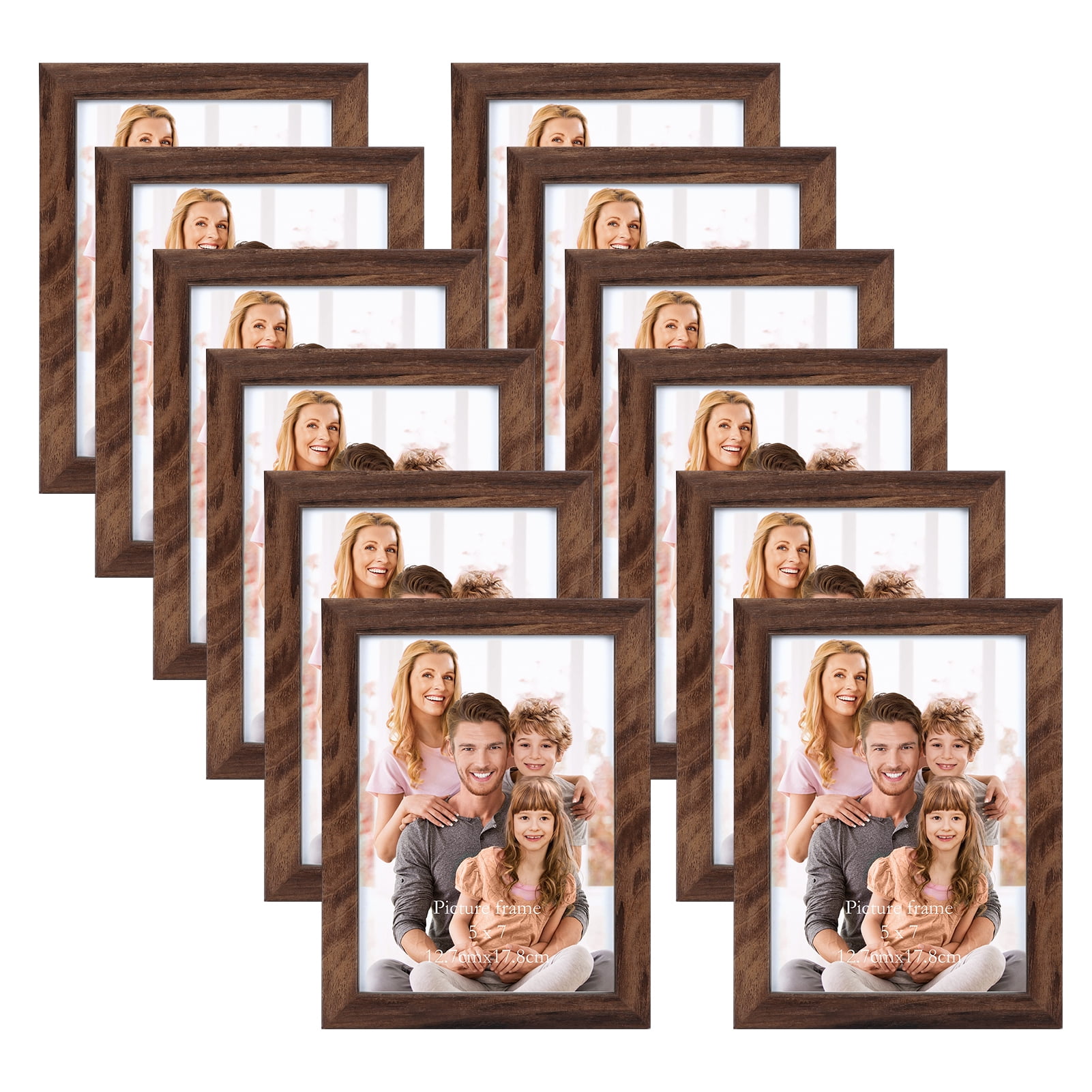 MEBRUDY Multipack 5x7 Rustic Picture Frame Set of 12, Photo Frames for