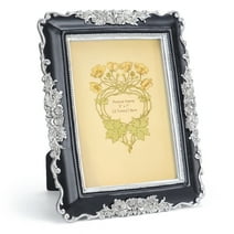 MEBRUDY  5x7 Vintage Picture Frame, Black Silver Photo Frame 5 by 7 for Wall or Tabletop Display