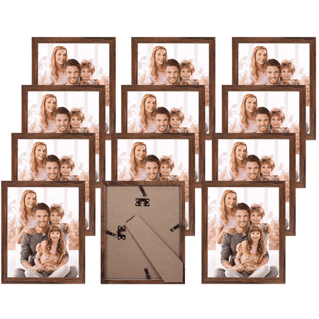 MEBRUDY 8x10 Picture Frame Set of 12, 8 by 10 Photo Frames for Wall or Tabletop Display, Brown