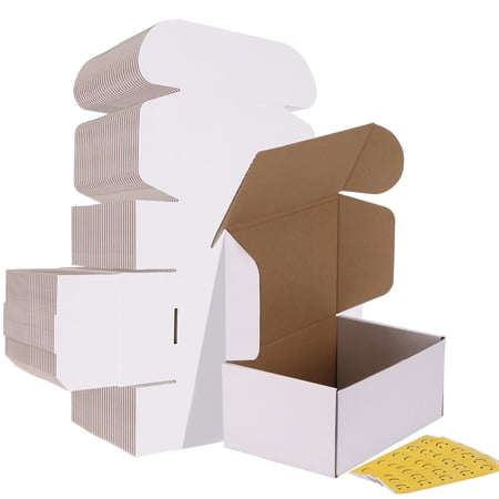 MEBRUDY 9x6x4 Shipping Boxes Set of 30, White Corrugated Cardboard Mailer Box for Packing Small Business