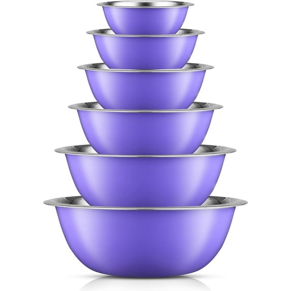 MEC Stainless Steel Mixing Bowl Set of 6-5qt to 0.5qt Nesting Bowls for Dough, Batter & Baking