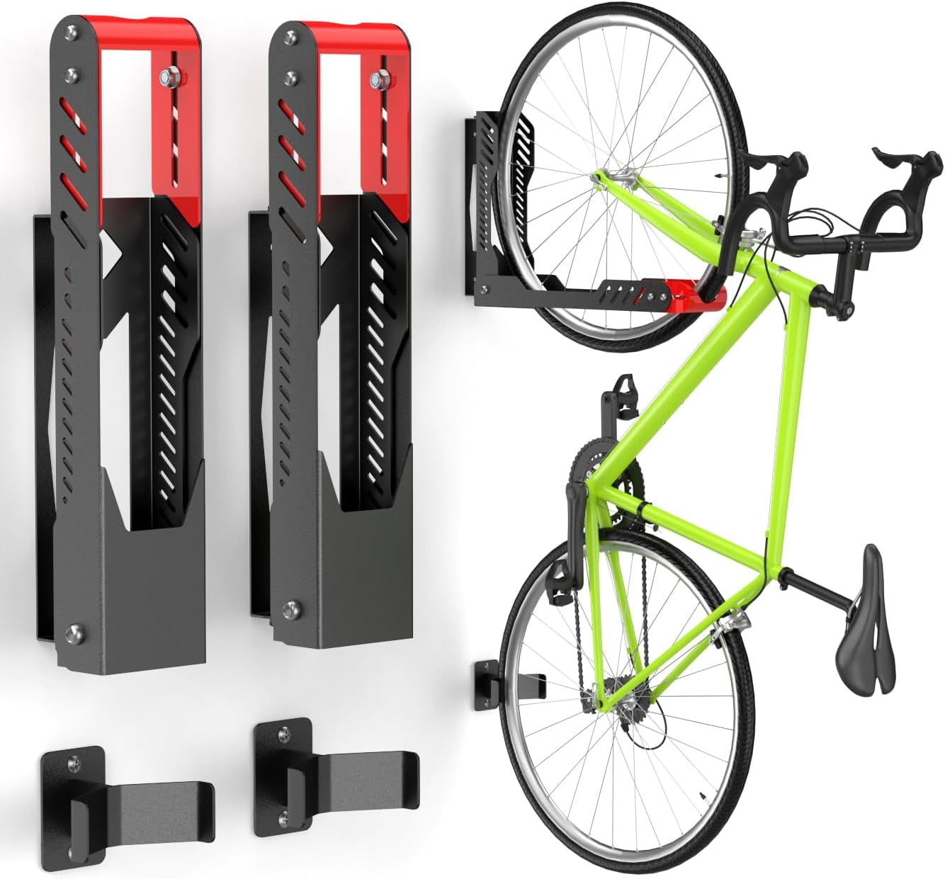 MonTEK Swivel Bike Wall Mount – No-Lift Loading, Fits 16-29" Wheels, 77 Lb Capacity, 4-Pack Space-Saving Rack
