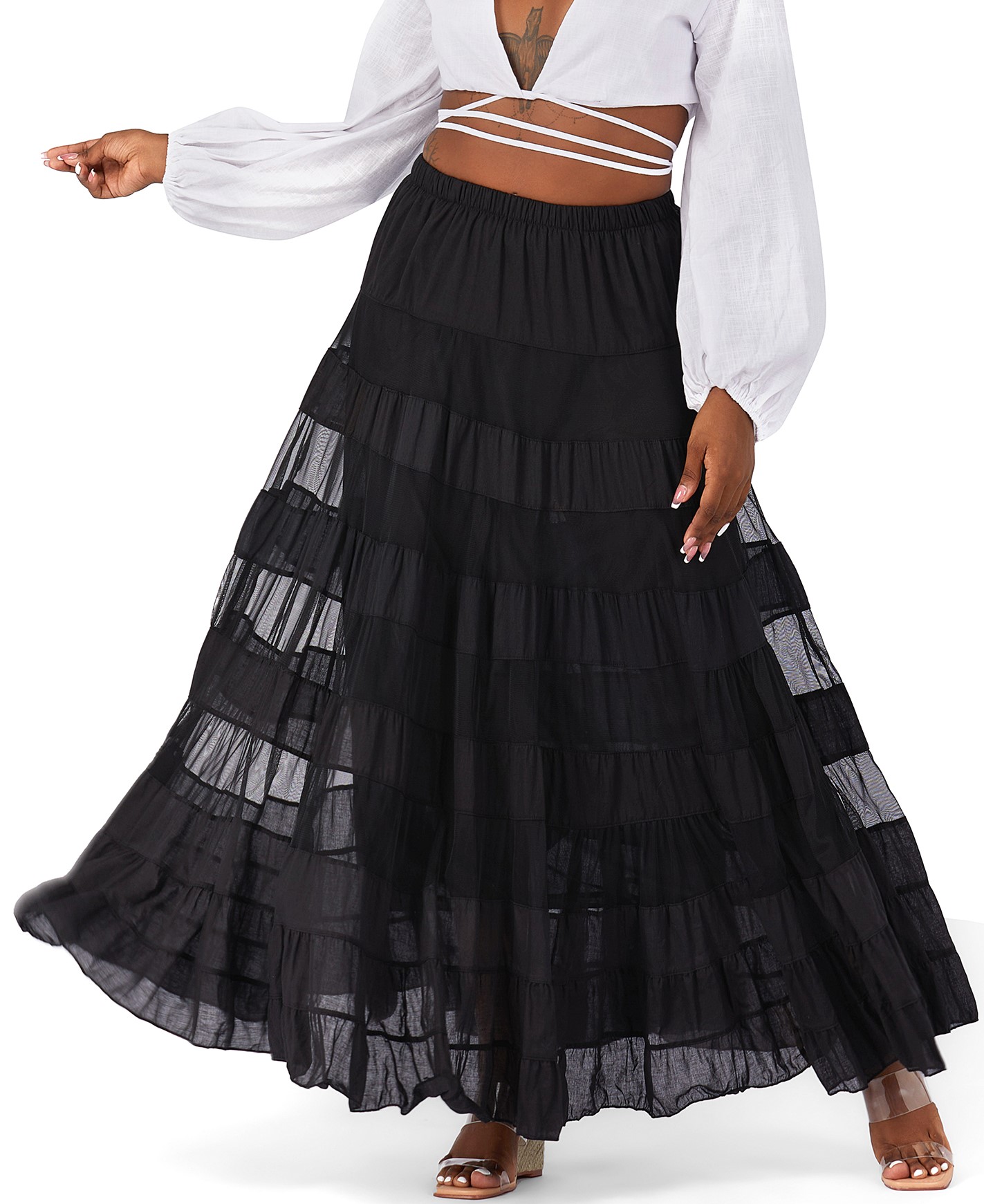 Fsqjgq Skirts for Women Elegant Pleated Skirts for Women Ruched Wrap ...