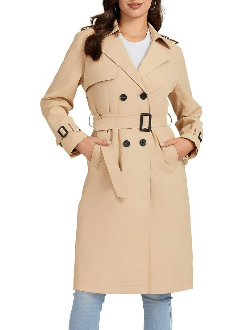 MECALA Women's Double Breasted Trench Coat, Casual Spring