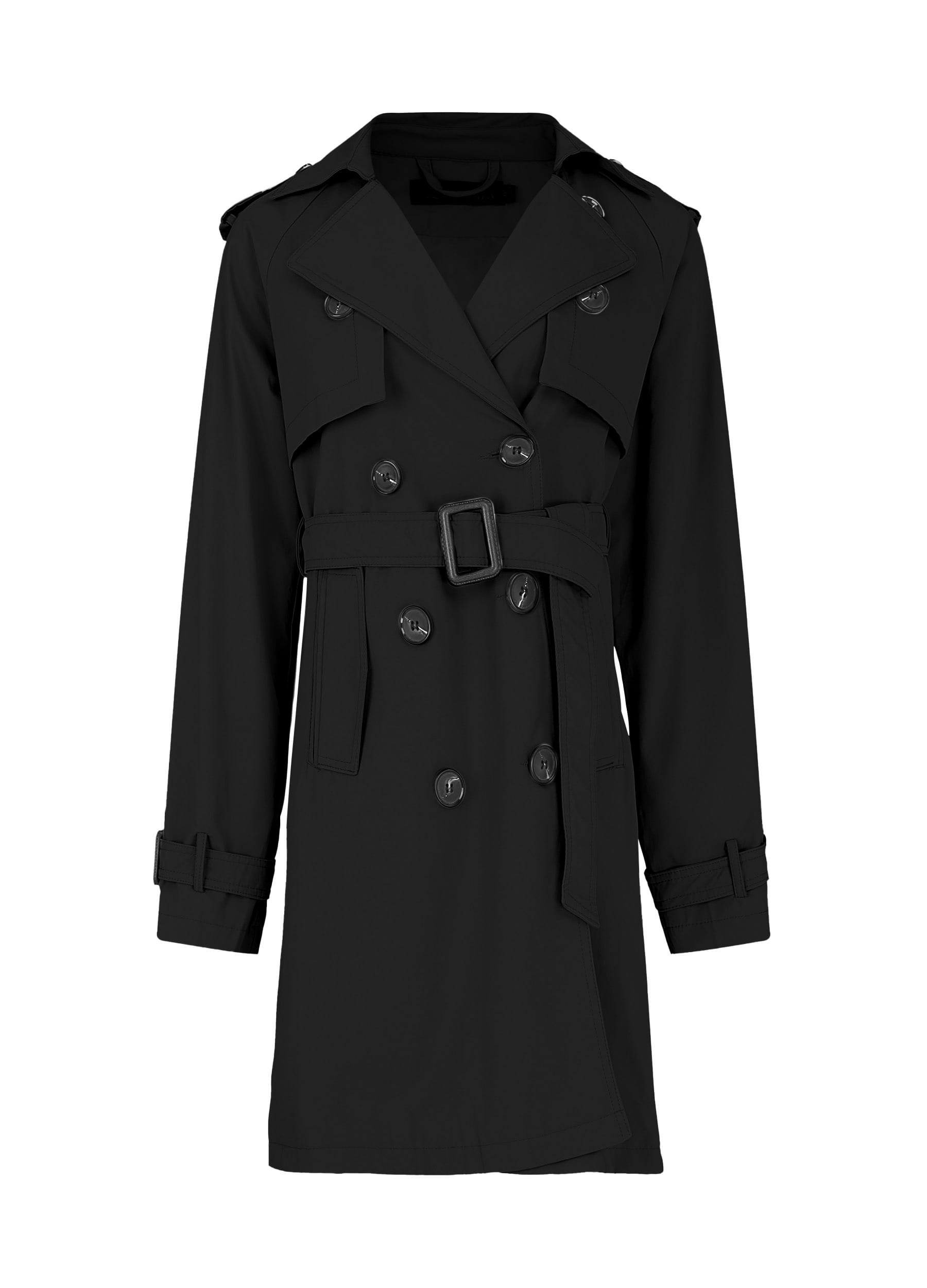 MECALA Womens Double Breasted Trench Coat Buckle Belted Windproof