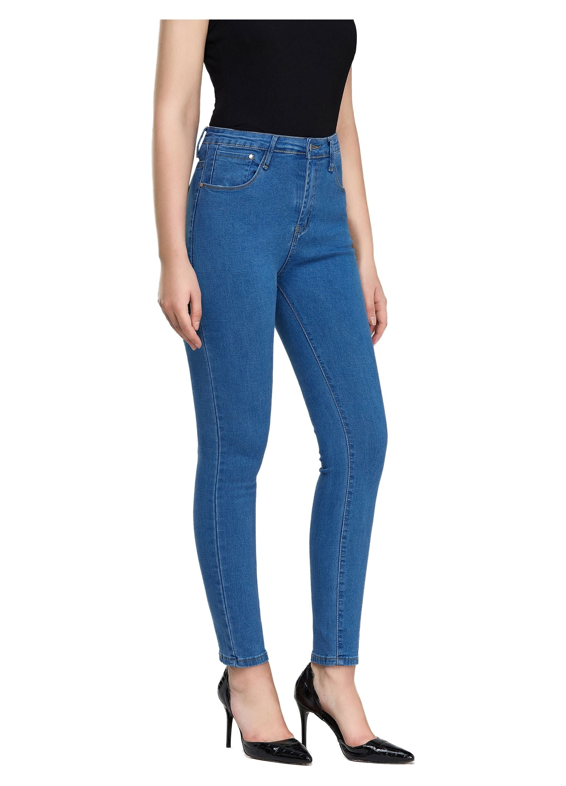wax jean Women's High-Rise Push-Up Super Comfy 3-Button Skinny