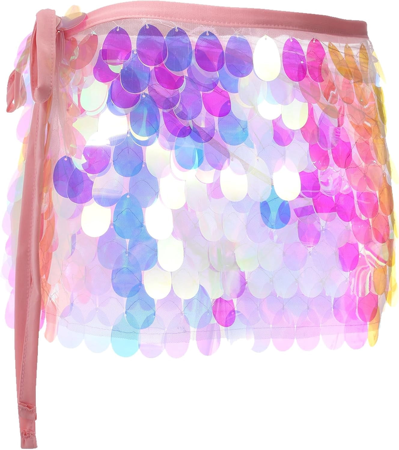 Women Belly Dance Skirt Sequin Fringe Wrap Skirts Sparkly Hip Scarf Skirt Party Rave Costume P13885949