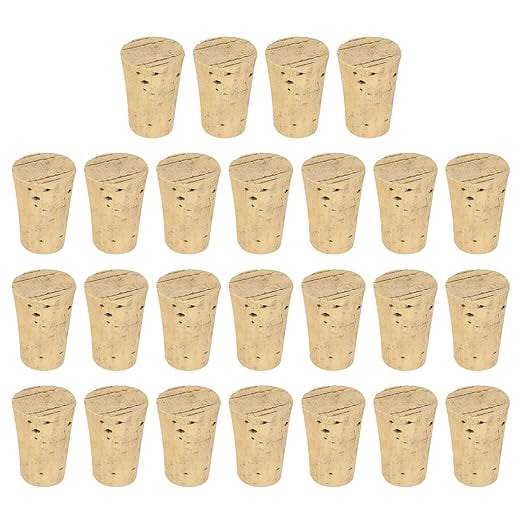 Pack Of 20 Natural Cork Stoppers | Conical Wine & Beer Bottle Corks (23mm Top) For Sealing, Crafts & DIY