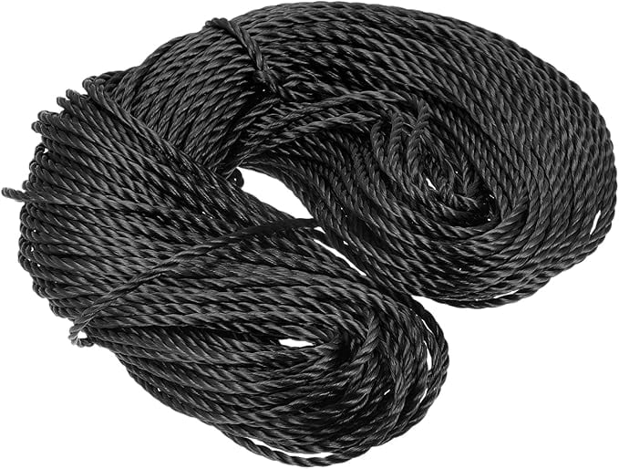 Corde Tressée Nylon Noir 50 M - Diamètre 3 Mm, Pour Bricolage, Jardin Et Maçonnerie