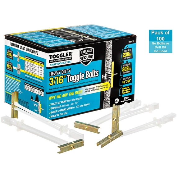 MECHANICAL PLASTICS CORP Snaptoggle Wall Anchor, BA Hollow, 3/16 x 24-In., 100-Pk.