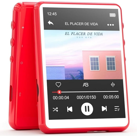 MECHEN M3 Portable MP3 Music Player 64GB with Bluetooth 5.3 Memory Expandable 128GB -Red