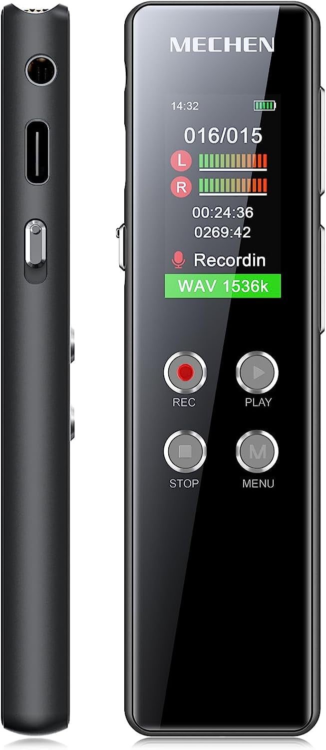 MECHEN V01 64GB Digital Voice Recorder with Password, Playback, USB ...