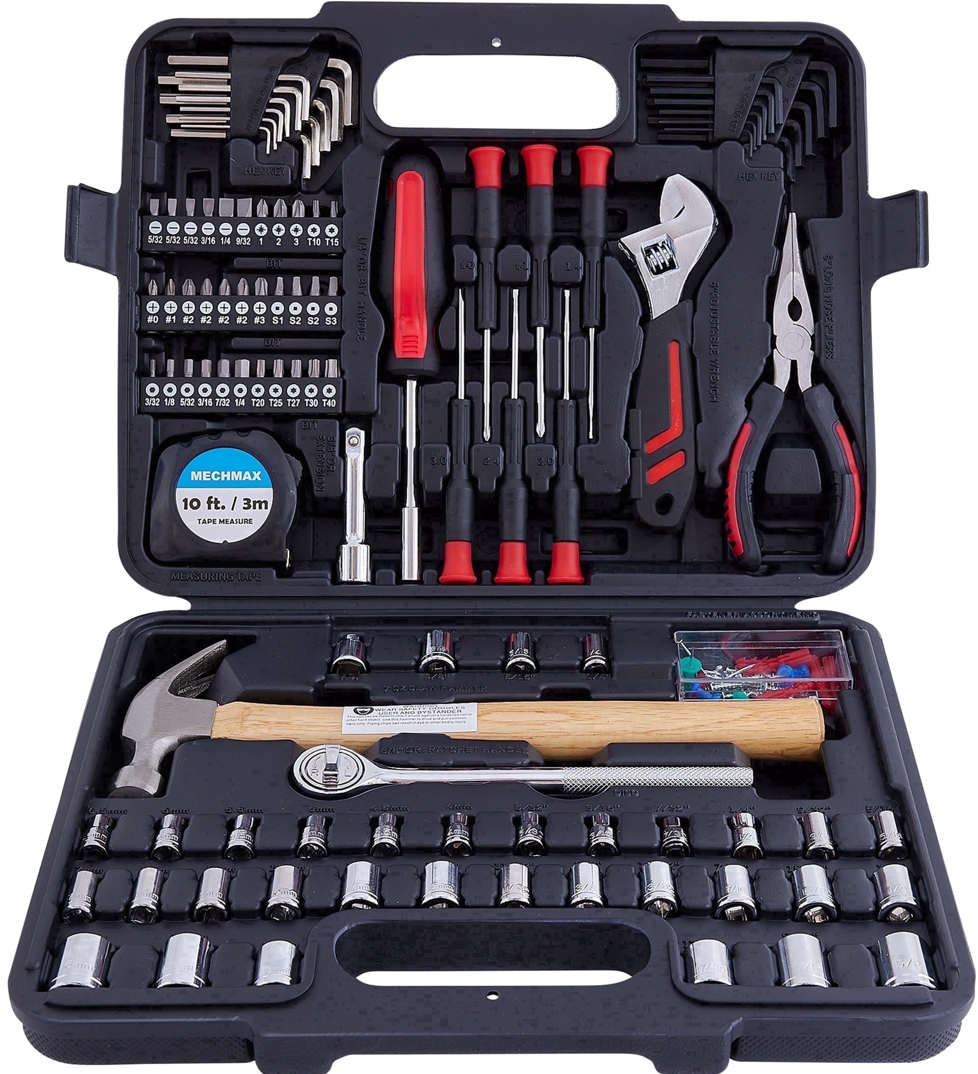 MECHMAX  MM8001 149-Piece Home and Auto Repair Tool Set, Complete Mechanics Hand Tool Kit with Hammer, Socket Wrench, Pliers and Case