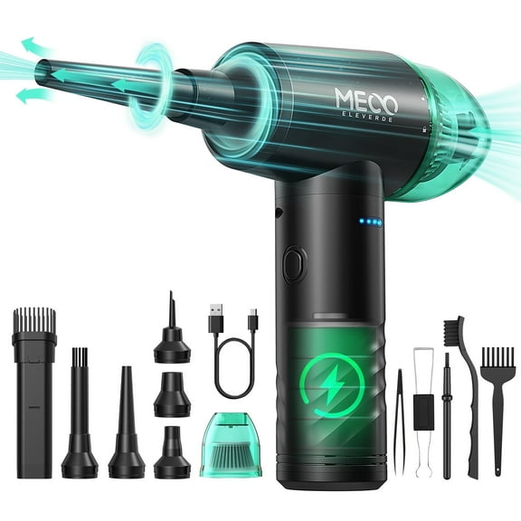 MECO 110,000 RPM Cordless Compressed Air Duster Vacumm, Replaces Canned Air Spray for Computer, Camera