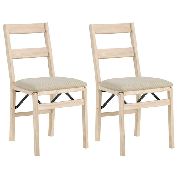 MECO Stakmore Classic Upholstered Seat Folding Chairs, Set of 2, Unfinished
