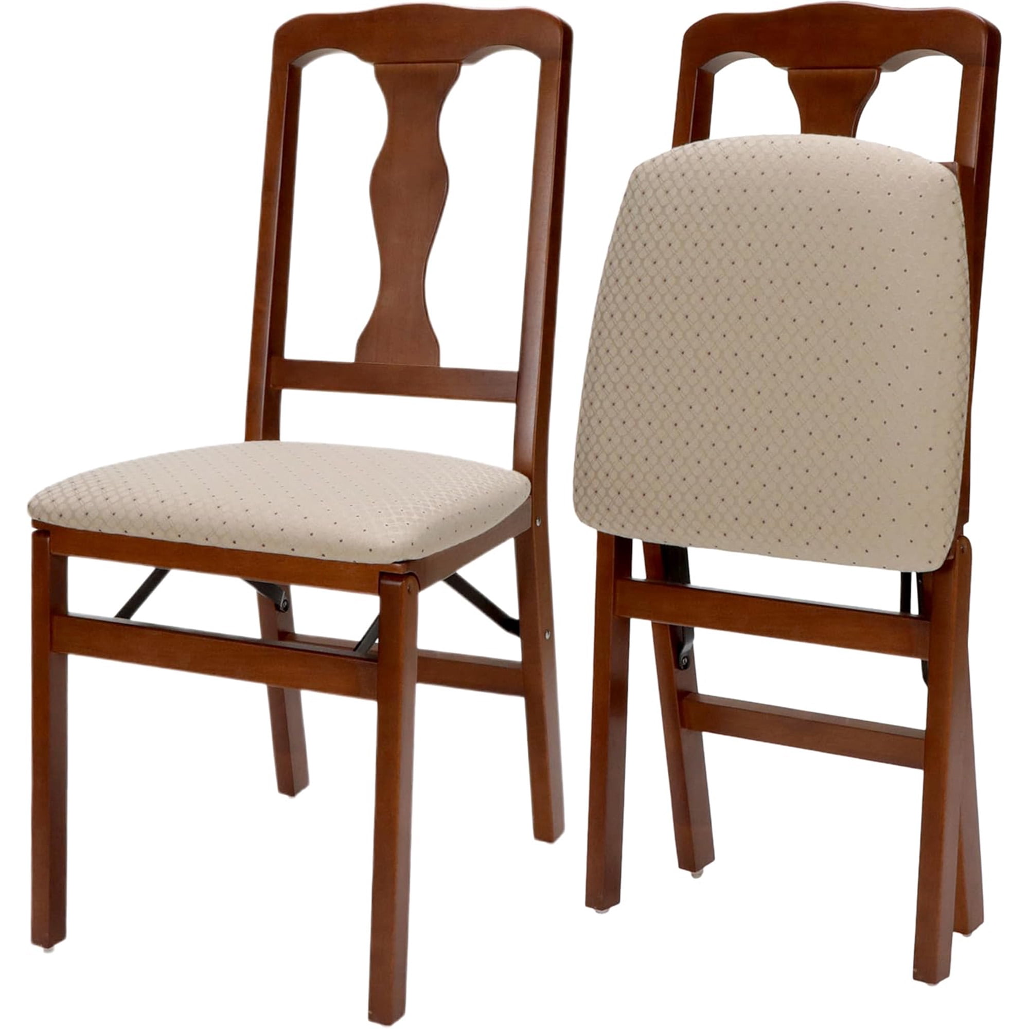 MECO Stakmore Queen Anne Folding Wooden Chair (Set of 2), Cherry