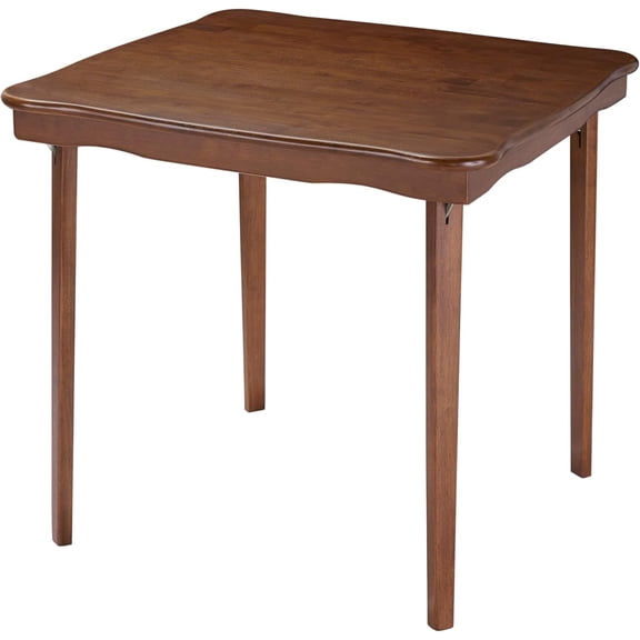 MECO Stakmore Stylish Durable Versatile Square Solid Wood Scalloped Edge Compact Folding Traditional Card Table for Home Use, Fruitwood