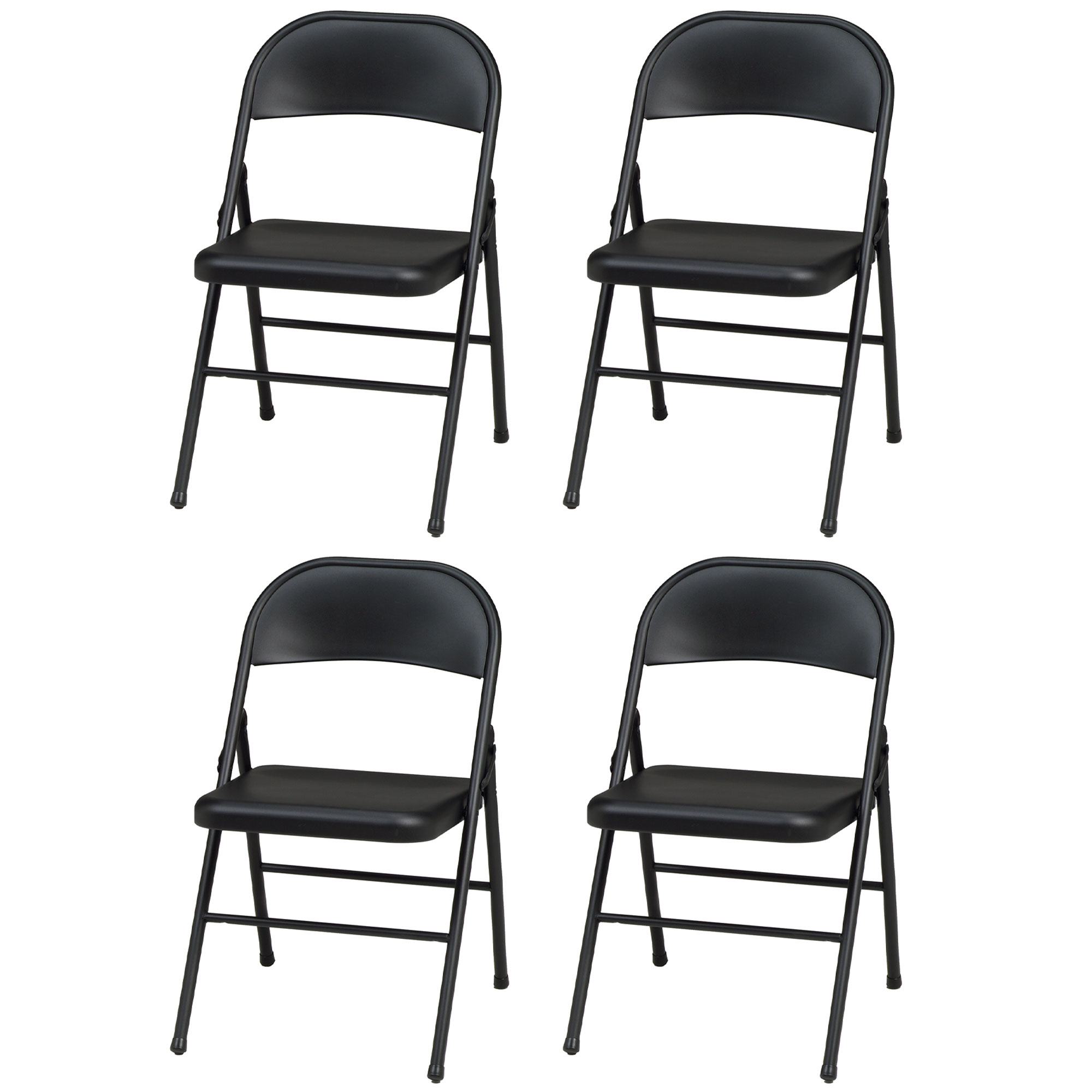 MECO Sudden Comfort AllSteel Folding Chair Set, Black Lace (Set of 4