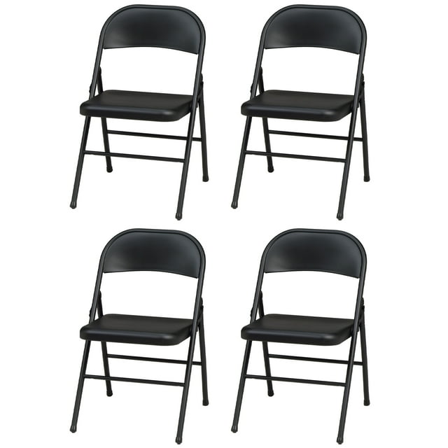 MECO Sudden Comfort AllSteel Folding Chair Set, Black Lace (Set of 4)