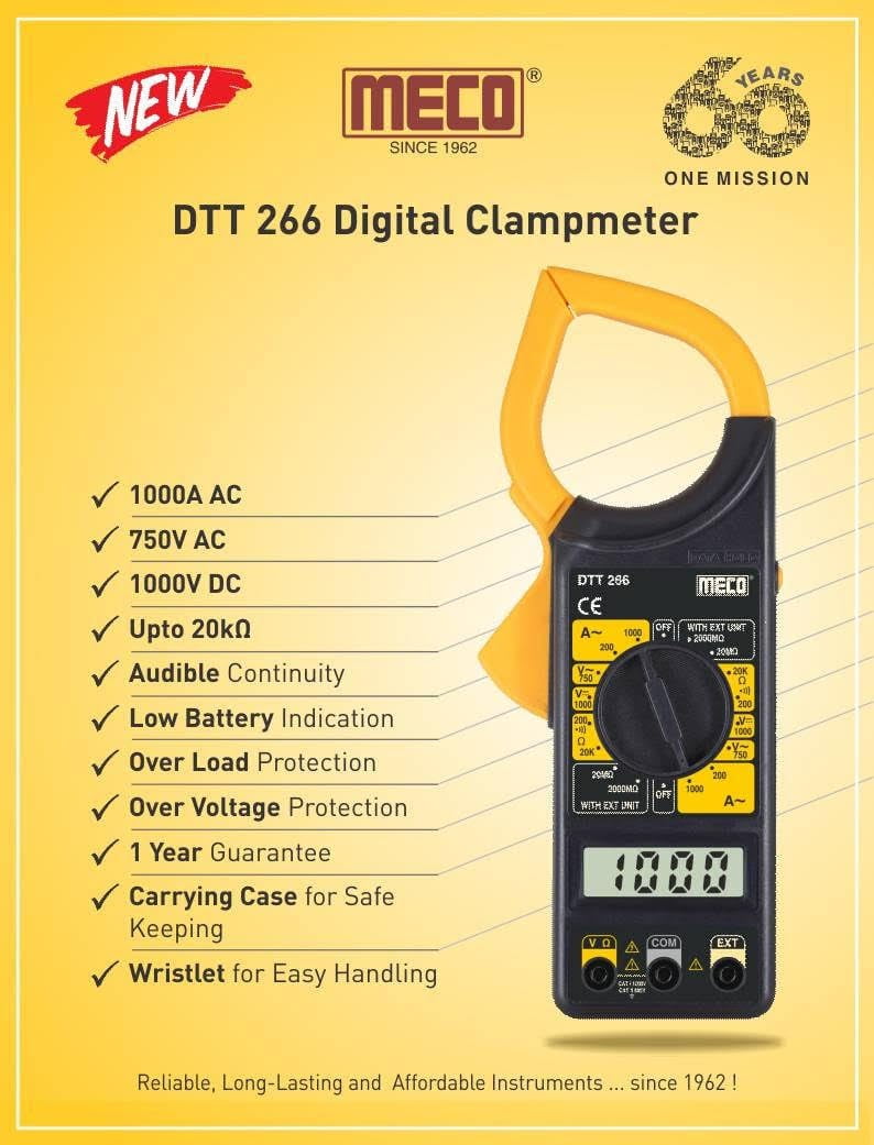 MECODTT266 3 Digits 2000 Counts Manual Ranging AC 1000A Clamp Meter ...