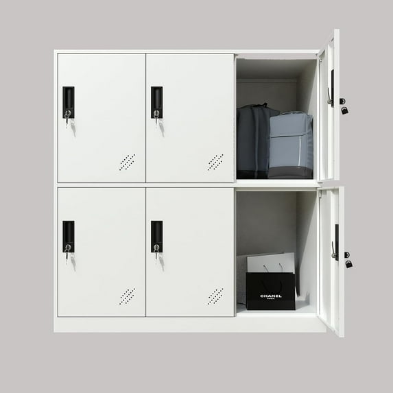 MECOLOR 4, 6, 9 Door Metal Office Storage Locker Cabinet, Gym School and Home Locker,Metal Locker Storage for Employee Staff or Workers(Full White,6D)