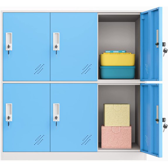 MECOLOR 4, 6, 9 Door Metal Office Storage Locker Cabinet, Gym School and Home Locker,Metal Locker Storage for Employee Staff or Workers(Blue,6D)