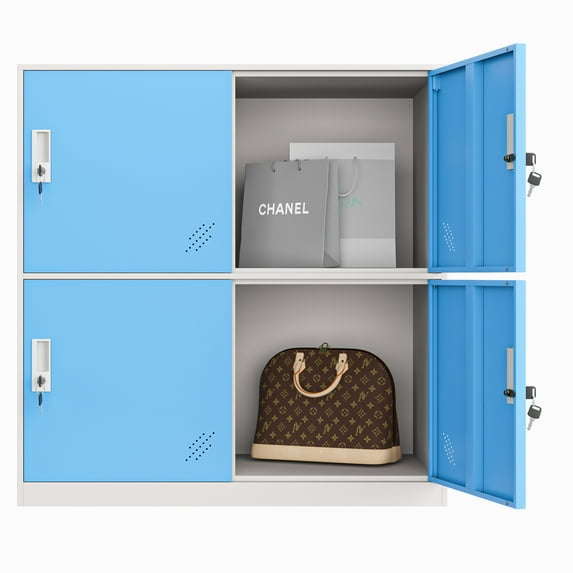MECOLOR Gym office school and employee Locker 4 Door Metal Locker Small Size Storage for School Bags Shoes and Toy