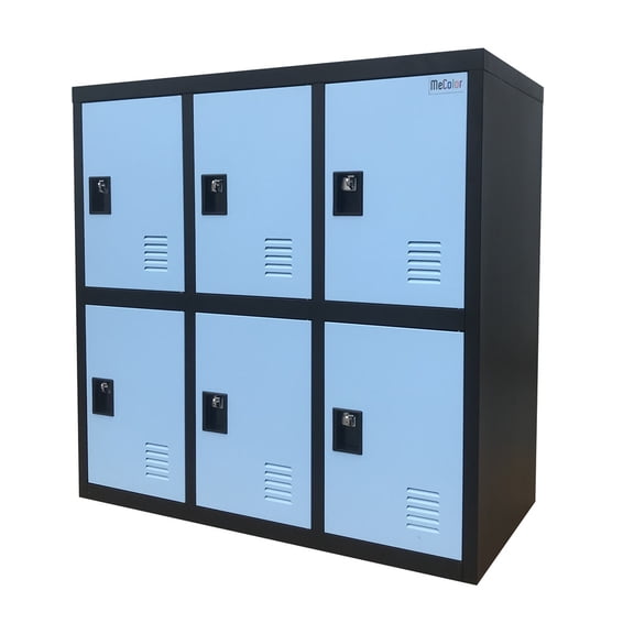 MECOLOR MECOLOR-Metal shcool Locker for Girls Bedroom and Playroom Storage for Clothes,Bags,Toys and Book (Blue, W6D-Padlock)
