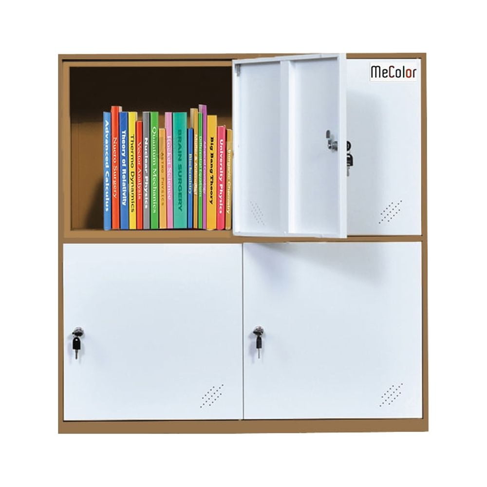 White Powder Coated Steel 4-Door Freestanding Locker Cabinet