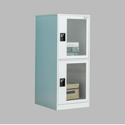 MECOLOR -Metal Vertical Small Locker with Padlock latch 2 Compartment plastic transparent door file cabinet for kids room, school ,office, and gym.
