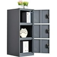 thumbnail image 1 of MECOLOR -Metal Vertical Small Locker with Padlock latch 3 Compartment file cabinet, 1 of 9