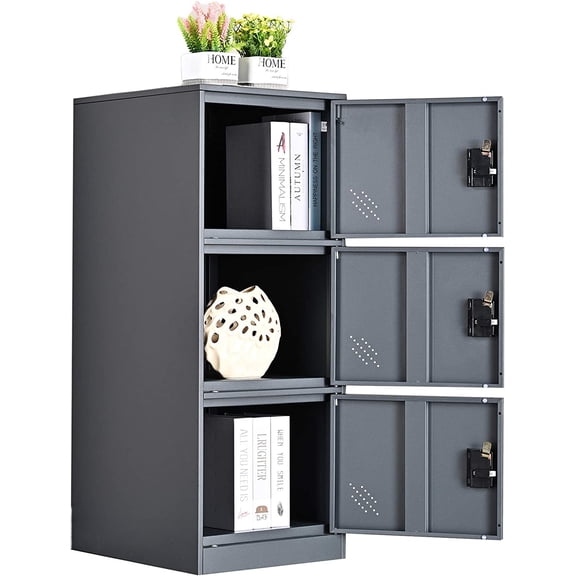 MECOLOR -Metal Vertical Small Locker with Padlock latch 3 Compartment file cabinet