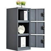MECOLOR -Metal Vertical Small Locker with Padlock latch 3 Compartment file cabinet