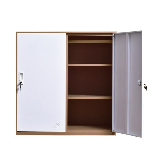 MECOLOR Small Office Metal Cabinet Locker with 3 Layer Each Door Storage for Cloth PC and Shoes,Changing Room Locker