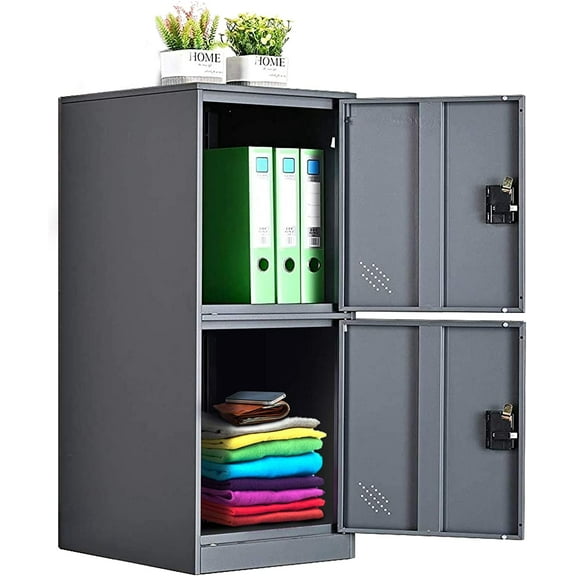 MECOLOR Vertical Single Tier Small Locker with Padlock latche 2 Compartment Storage for Employee,Home,Office file cabinet,School,Kids