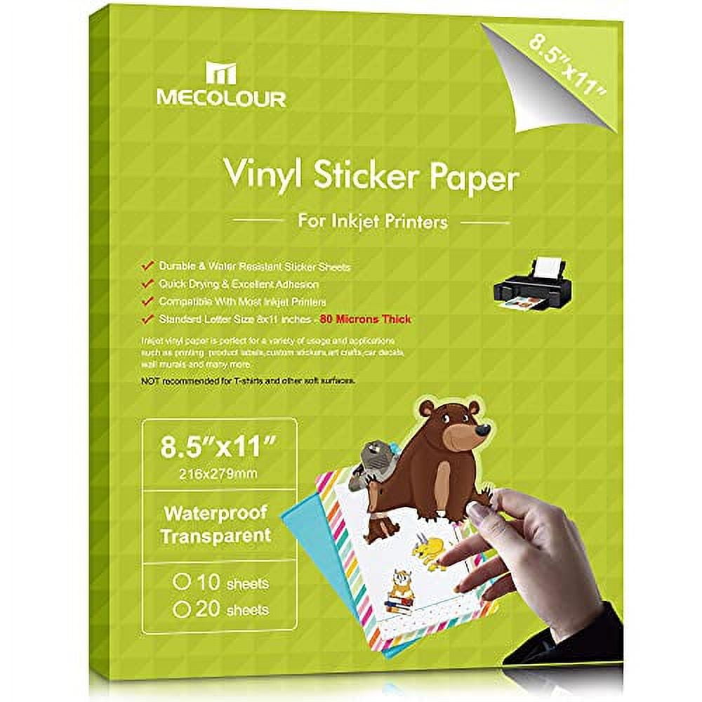 MECOLOUR Premium Printable Vinyl Sticker Paper Translucent Waterproof