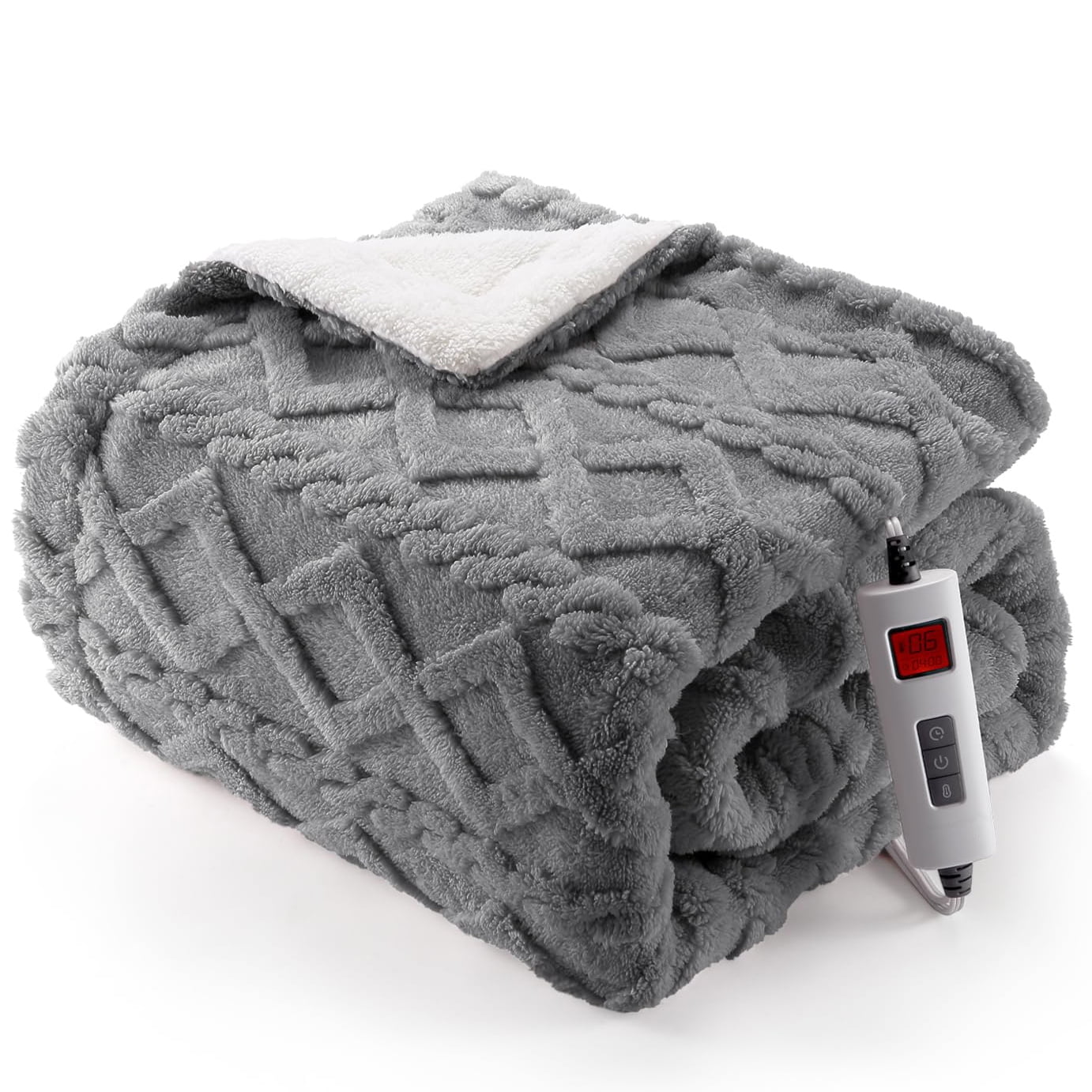 Free Shipping Sunbeam Cream Nordic Velvet Electric Heated Blanket Twin Size 84 x 62