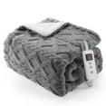 thumbnail image 1 of MECOTOP Electric Throw Blanket 50" x 60", Fast Heating Blanket with 6 Heating Levels, Thick Tufted Sherpa Blanket, Machine Washable Gray, 1 of 8