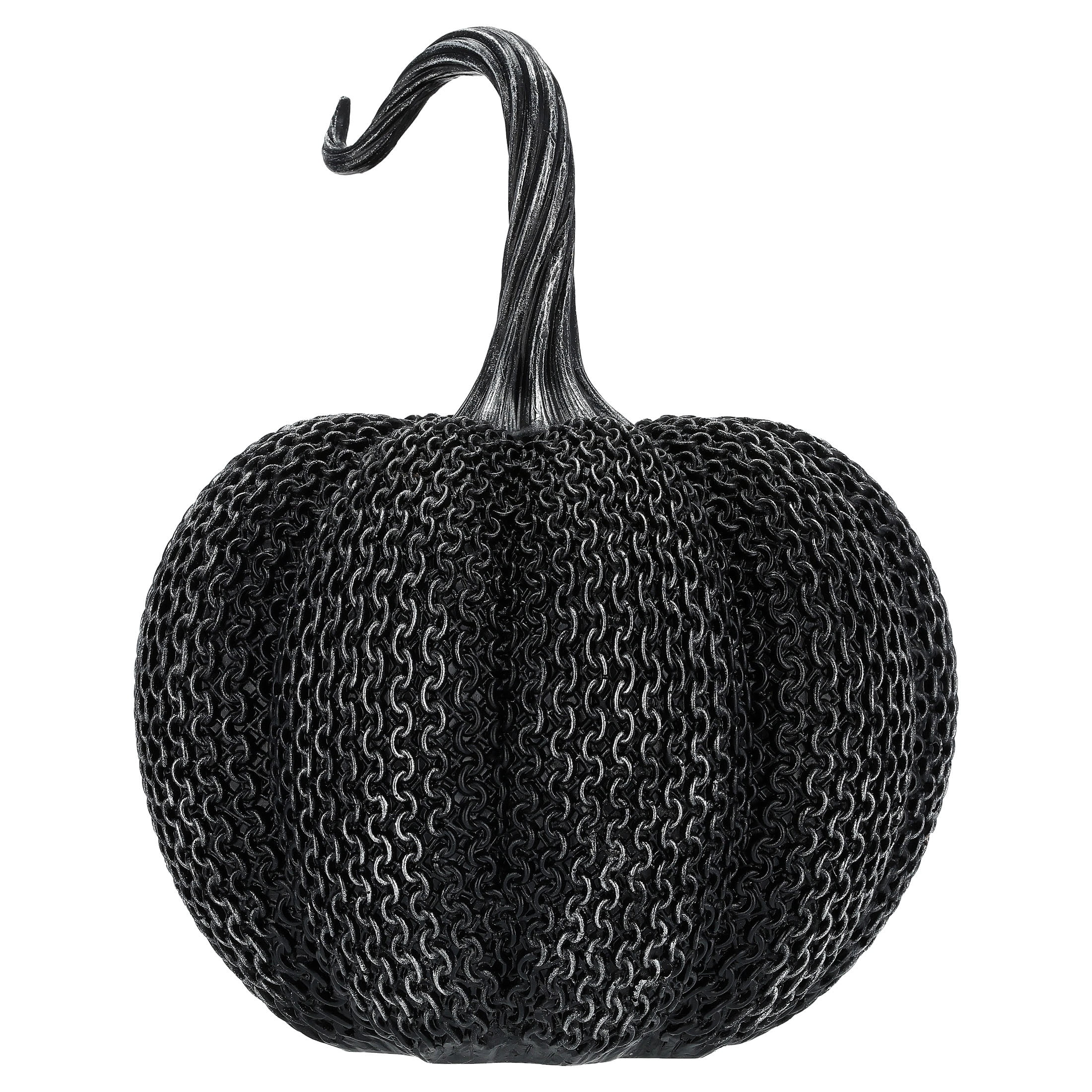 Resin Textured Pumpkin Decoration, Black, 9.5", Halloween by Way To Celebrate