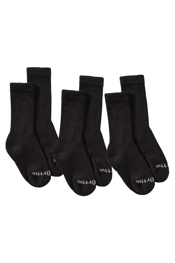 Ultra Soft Loose Fit Diabetic Socks for Men and Women, 3 Pairs, Crew - Black
