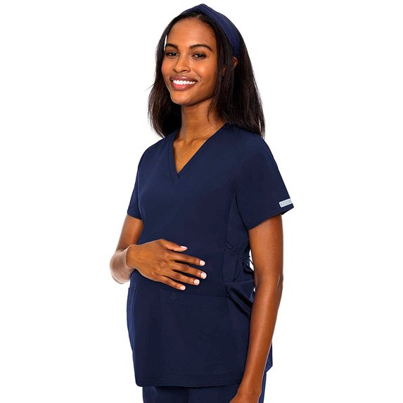 MED COUTURE Women Maternity Top, Color: Navy, Size: M (8459-NAVY-M)